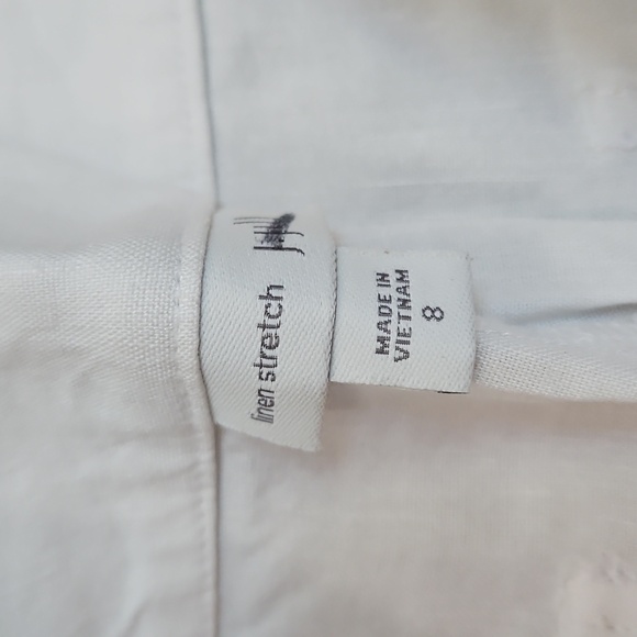 J. Jill White Linen Wide-Leg Pants with Button Detail- Side Zipper and Button - Picture 3 of 5
